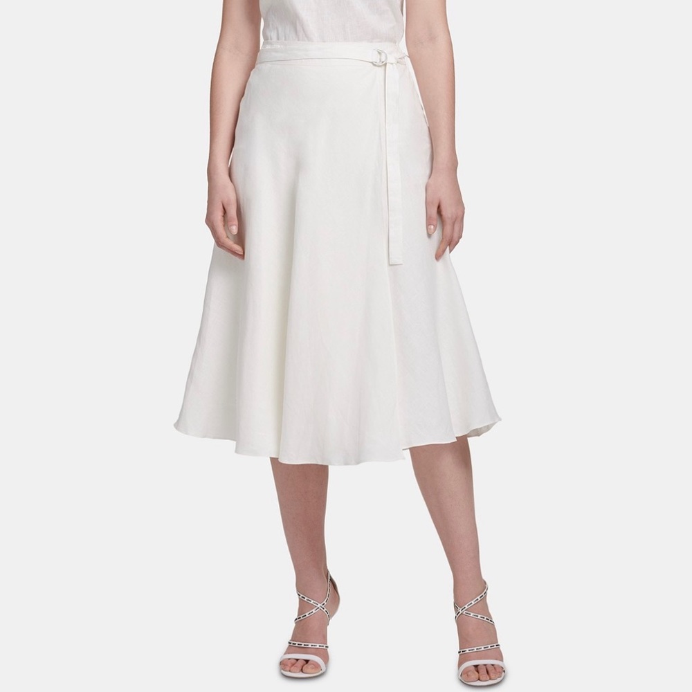 DKNY Belted Midi Skirt
